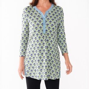 J. McLaughlin  3/4 Sleeve Daisy Print Catalina Cloth Tunic Size Large